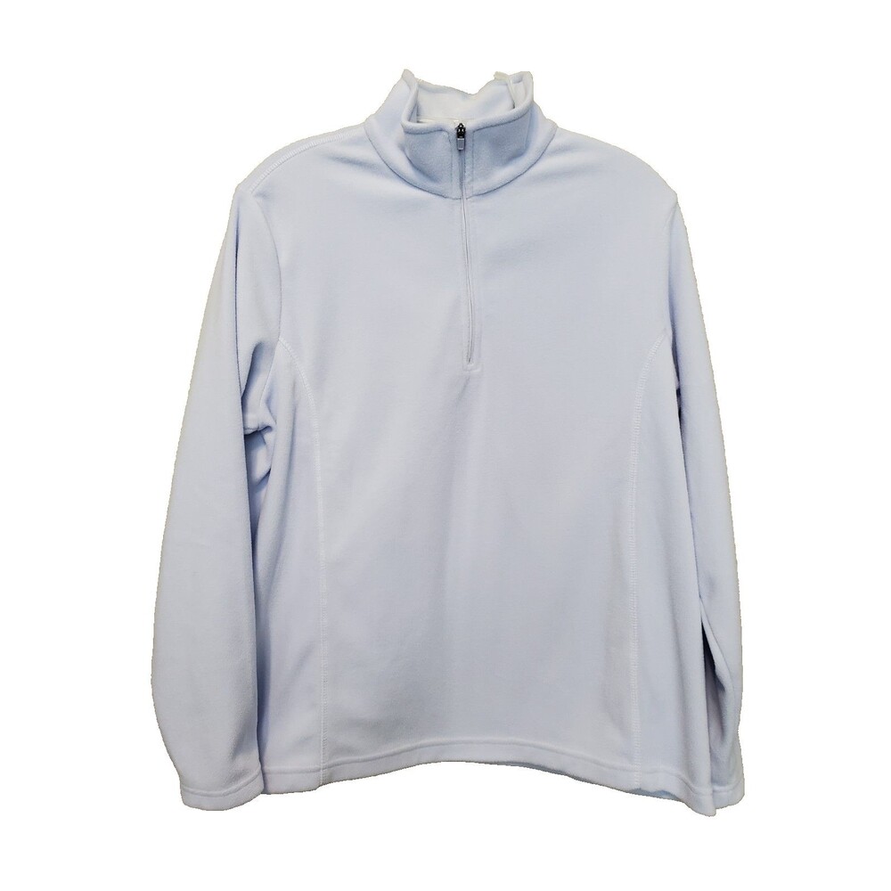 Land's End Women's Anyweather Periwinkle Fleece Quarter Zip Pullover Size LP